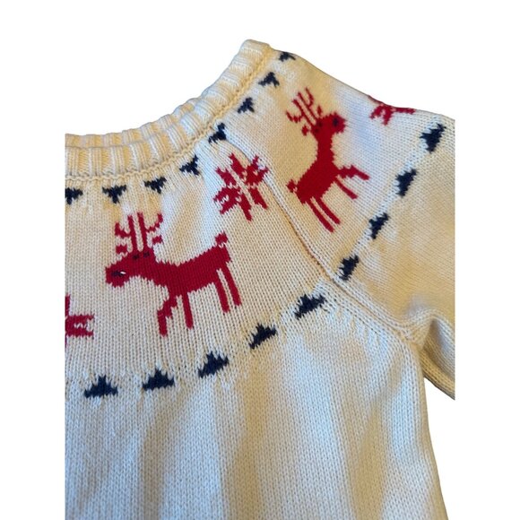 Hanna Andersson Winter Reindeer Knit Sweater Dress 8 Cotton Wool Nordic - Picture 2 of 5